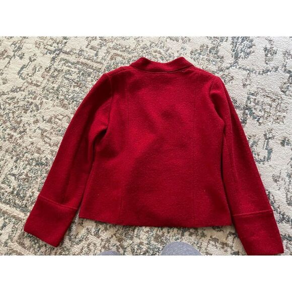 Sarah Womens Large Button Up Jacket 100% Wool Red - Picture 7 of 7
